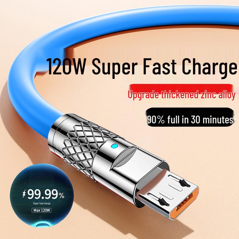 120W Fast Charging Type-C Cable for Huawei, Xiaomi, Oppo - Thickened Design, 6A Current