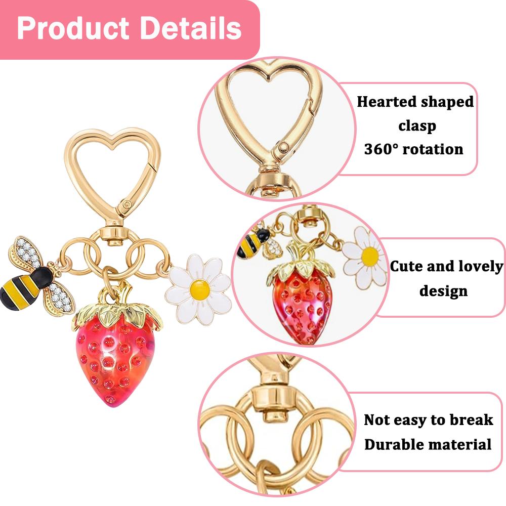1pcs Cute Strawberry,daisy,bee,-shaped Metal ,perfect for Bag Accessory,keychains and Gifts for Familes and Lovers Bag Charm