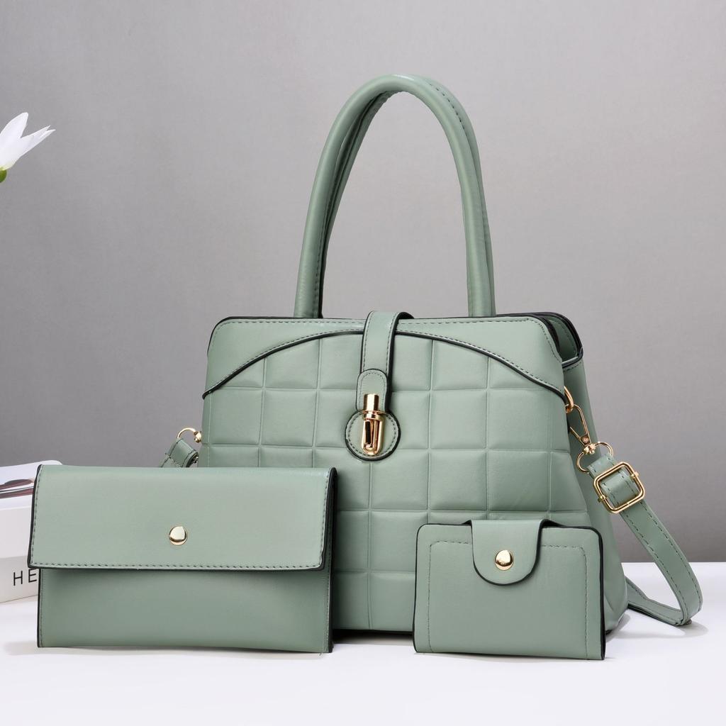 WTEMPO Einfarbige Handtaschen mit großem Fassungsvermögen Lässige Umhängetaschen Dreiteiliges Set Vielseitige Damen Einfache Schultertasche