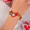 Christmas Crystal Beads Bracelet for Women, Handmade Xmas Snowflake Snowman Bell  , Sparkling Colorful Beads Stretch Bracelet