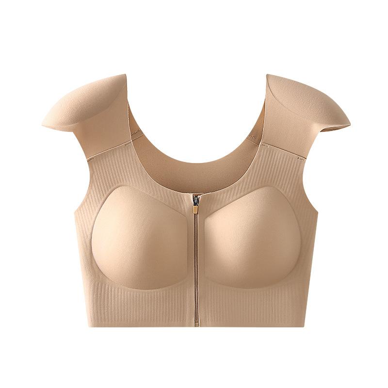 Shoulder pads, seamless and thin, right-angle shoulder artifact, liquid foundation, invisible gathering, sub-breasts, anti-hanging front zipper bra