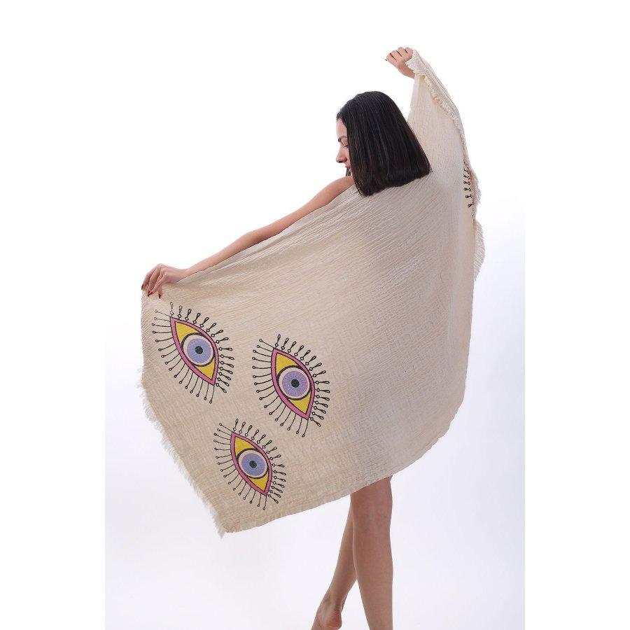 100% Cotton 90 X 180 Cm Multipurpose Muslin Peshtamal Fine Woven Towel / Pareo / Shawl