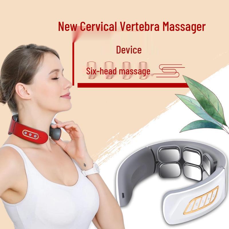 11 Cross 6-Head Smart Cervical Spine Massager with Electromagnetic Pulse and Kneading for Neck and Shoulder Relief
