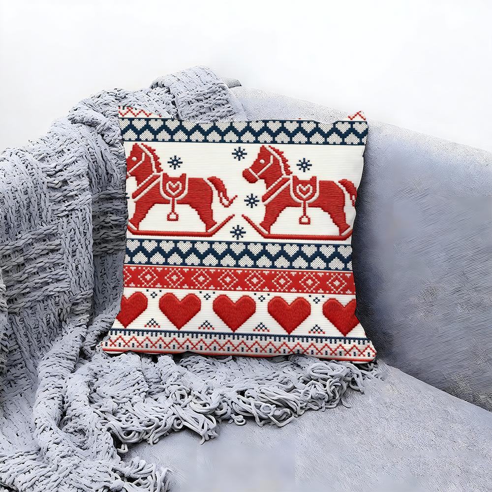Warm Fair Isle Pattern Knit Cushion Cover Premium Comfort Reversible Pillow Cove Two in One Design for Any Room Car Interior