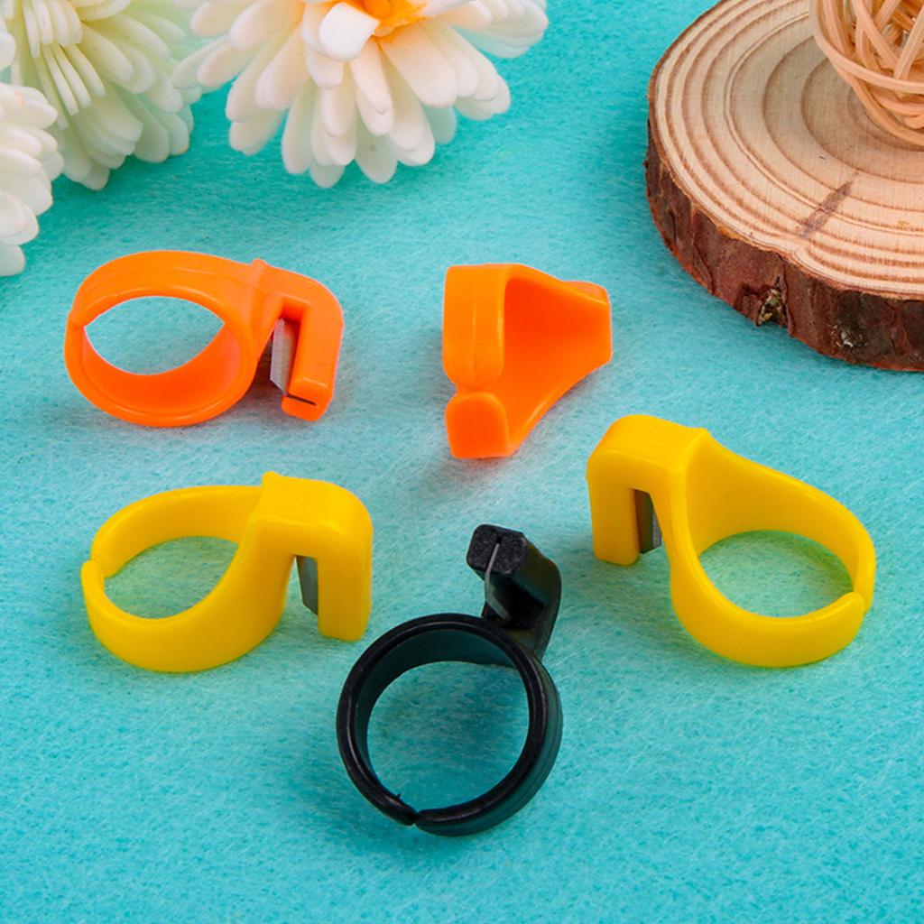12Pcs/set Thimble Sewing Handcraft DIY Tool with Blade for Cutting Yarn Finger Knife Ring Plastic Quilting Thread Cutter