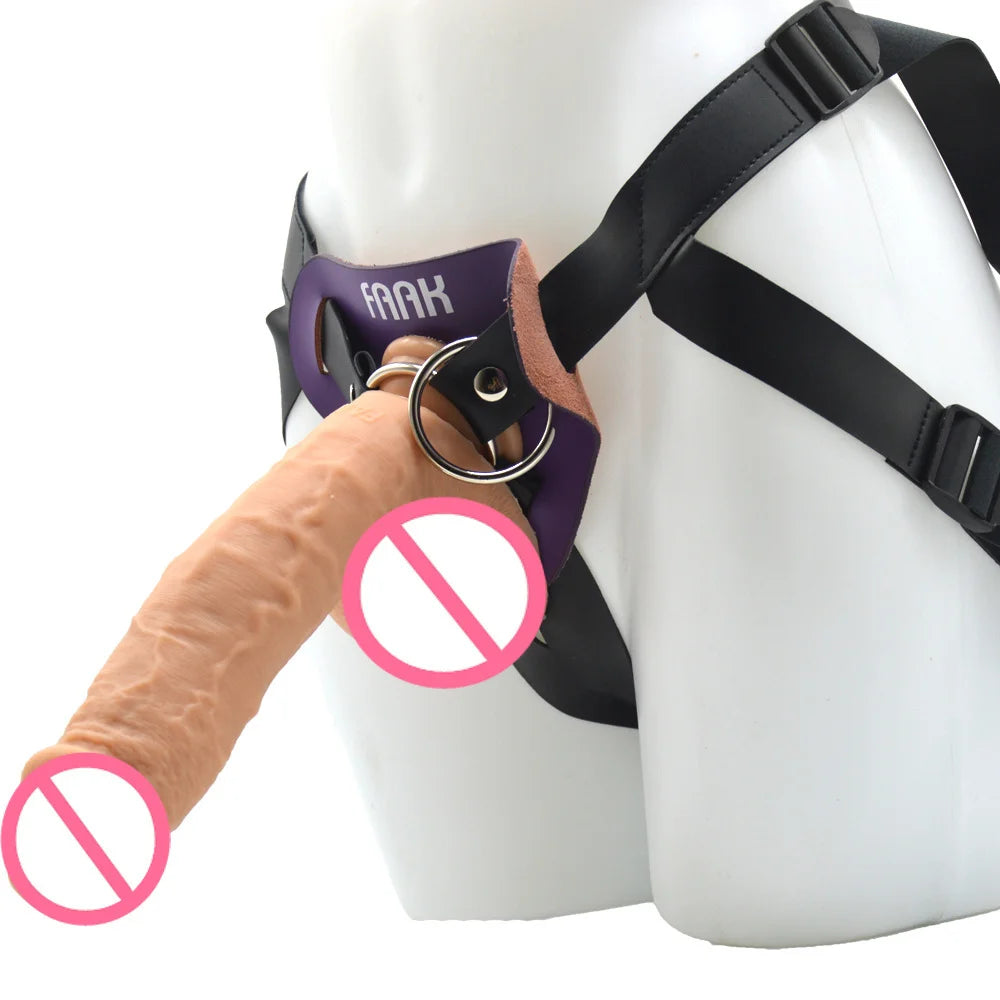 Dámský nositelný silikonový pásek FAAK na měkký penis 24 cm