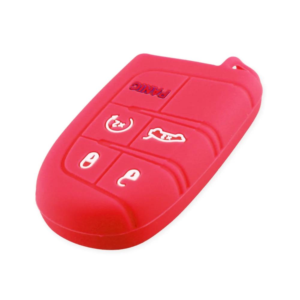 

Silicone Car Key Case Cover For Jeep Grand Cherokee Dodge Jcuv Dart Journey Chrysler 300C Fiat 5 Button Remote Fob Shell