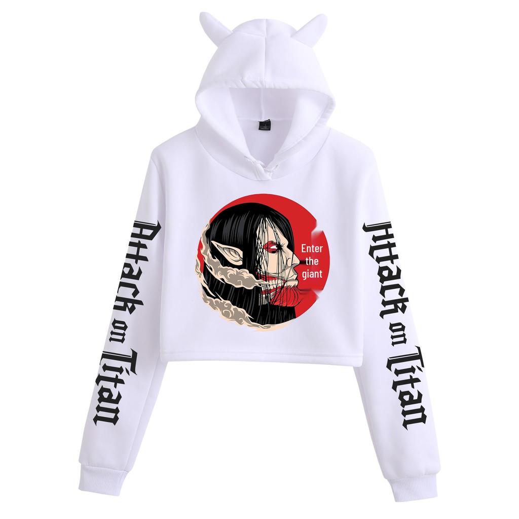 Attack on Titan Women's Cat Ear Crop Hoodie