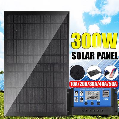 300W Přenosná solární sada USB nabíjení Solární článek Deska Regulátor Vodotěsné Solární články 12V pro Telefon RV Auto 345x210mm