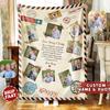 Personalized Vintage Dear Mom Dad Letter Blanket, Custom Photo Parent Family Gift from Daughter Son, Mother's Day Father's Day Birthday Gift