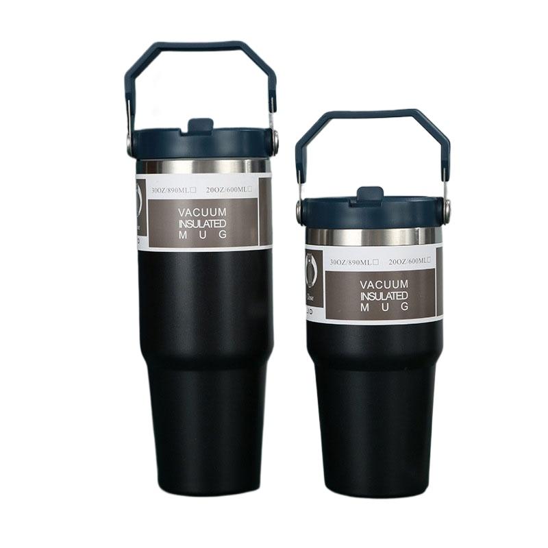 

New American Simple Solid Color Stainless Steel Thermos Portable Car Easy To Carry Water Cup Thermal Insulation Cold Ice Cup 900ML