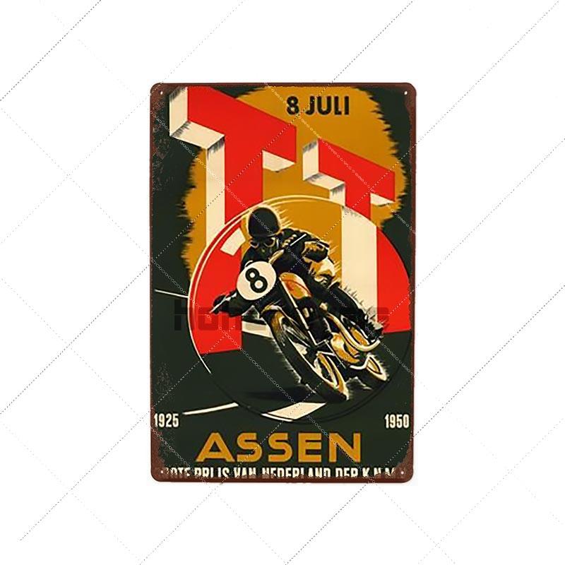 DORA Segno in Latta TT Isle Of Man Poster Metallico Retro Vintage Segni in Latta Gare di Motociclette Targhetta Piatto da Parete Pub Bar Garage Decorazione Casa xcm
