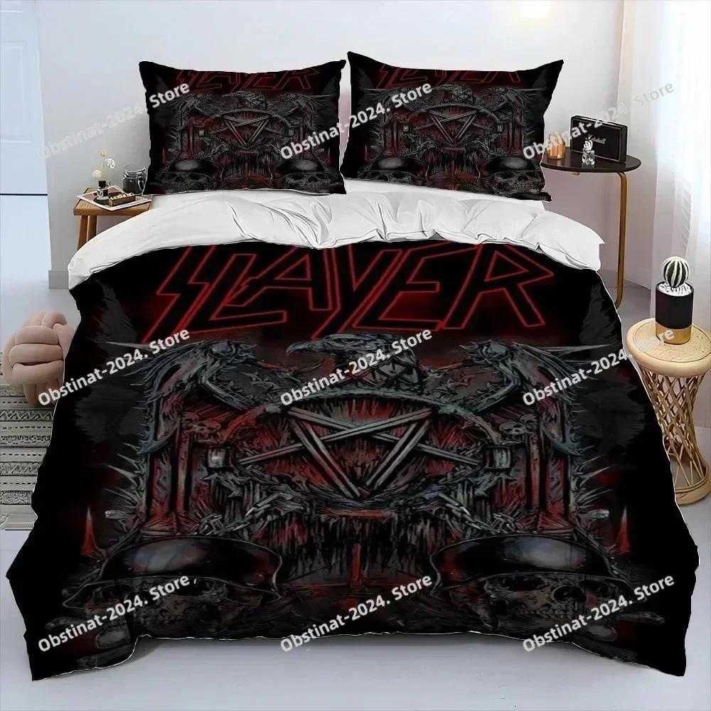 3D Slayer Heavy Metal Band Music Bedding Set Printed Single Comforter Quilt Bed Duvet Cover Pillow Case 3 Pieces Kids Adult Size