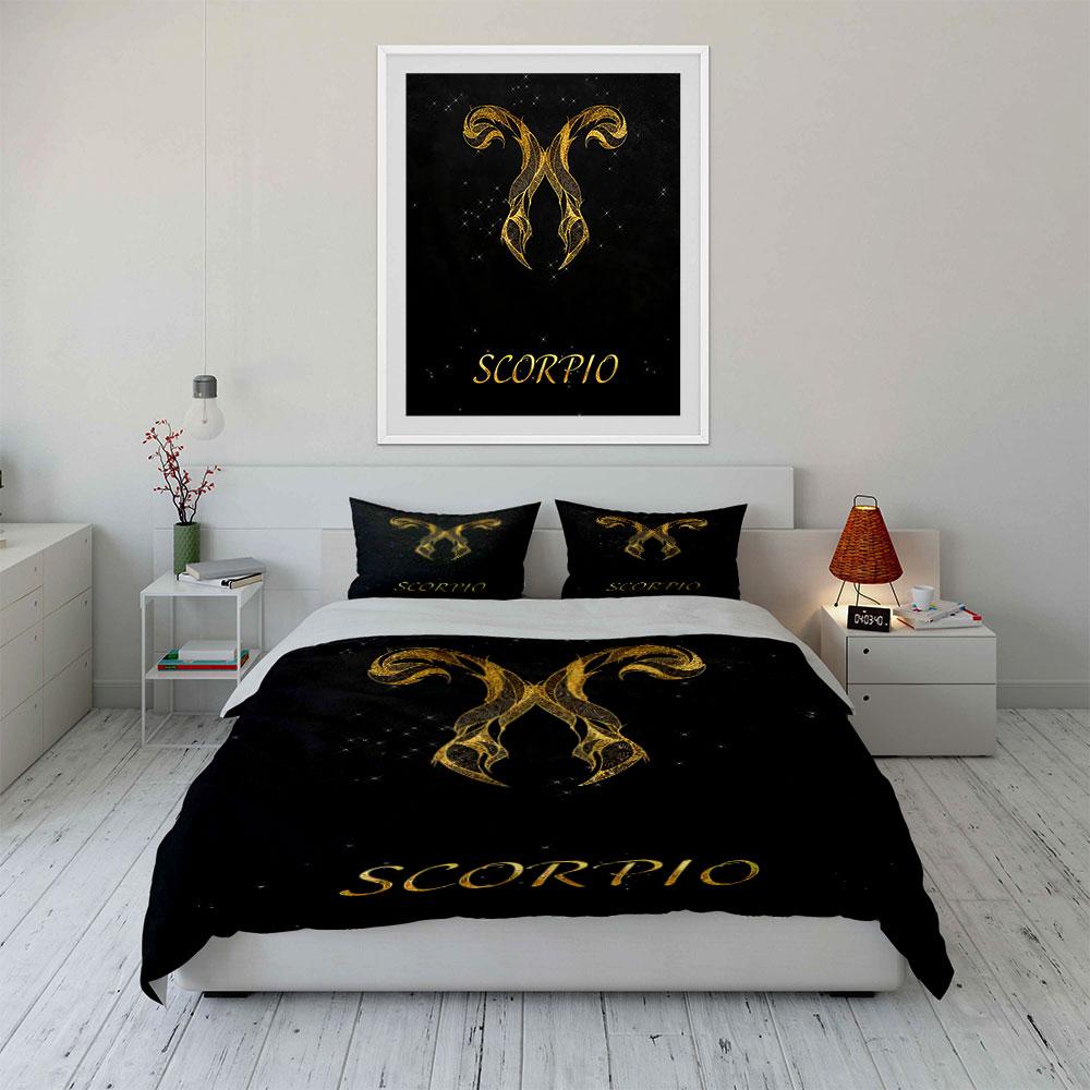 Scorpio Zodiac Black Bedding Bedding Duvet Cover Set Duvet Cover Pillowcases (1 * Duvet Cover 2 * Pillowcases, Without Duvet Insert)