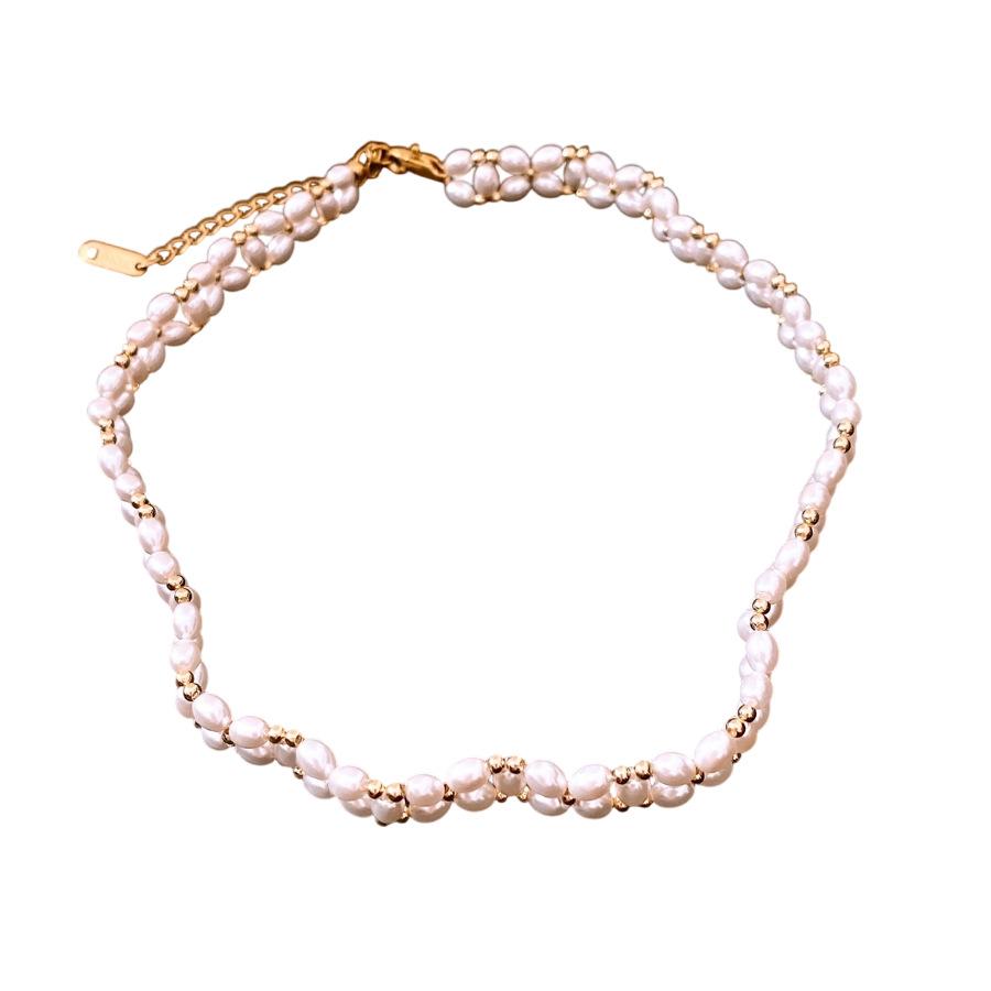 18K Real Gold Electroplated Pearl Beaded Necklace French Court Style Exquisite Sweater Chain Design Sense Niche Necklace Women