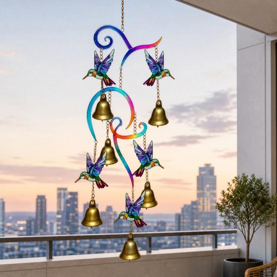 Hummingbird Wind Chimes, Lifelike Hummingbird Metal Wind Bell, Crisp Sound Garden Hanging Pendants for Garden Balcony Porch Decor