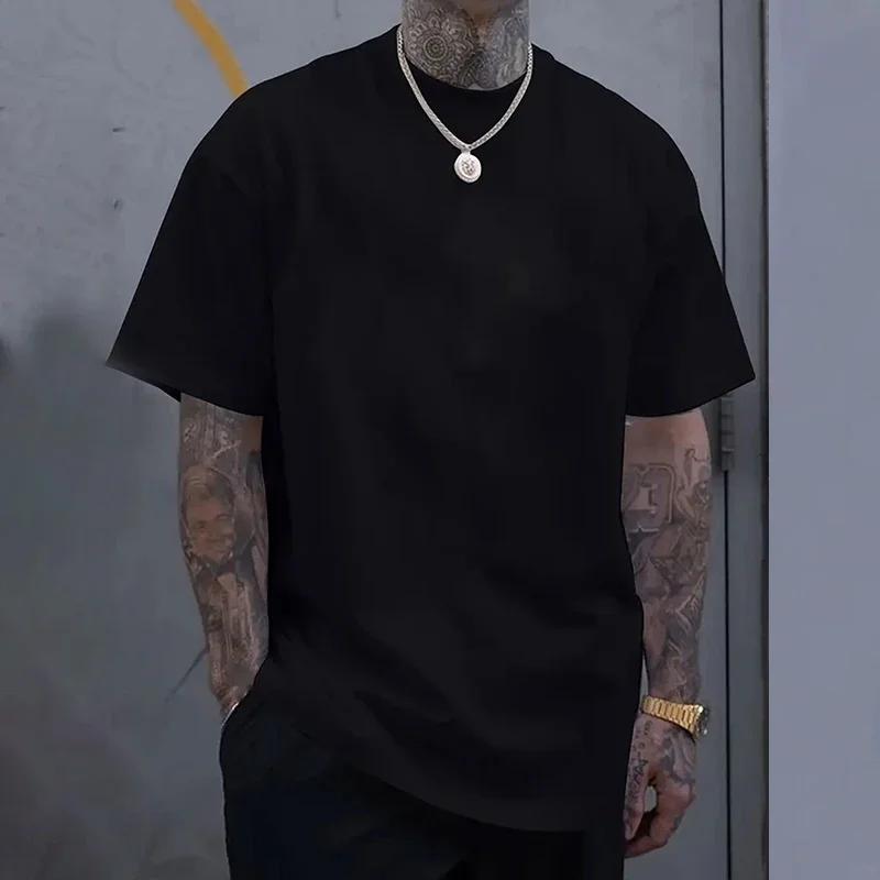 

Cotton Hot Sales Mens T-shirt Solid Color Casual Quality Short Sleeve Outdoor Sports Jogging T-shirt Soft Loose Black White Tees L
