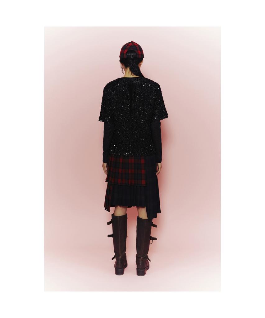 LUCKY CHOUETTE [Holiday Edition] Check Mix Pleats Long Skirt (Multi Color) Lfkas25010Xxx