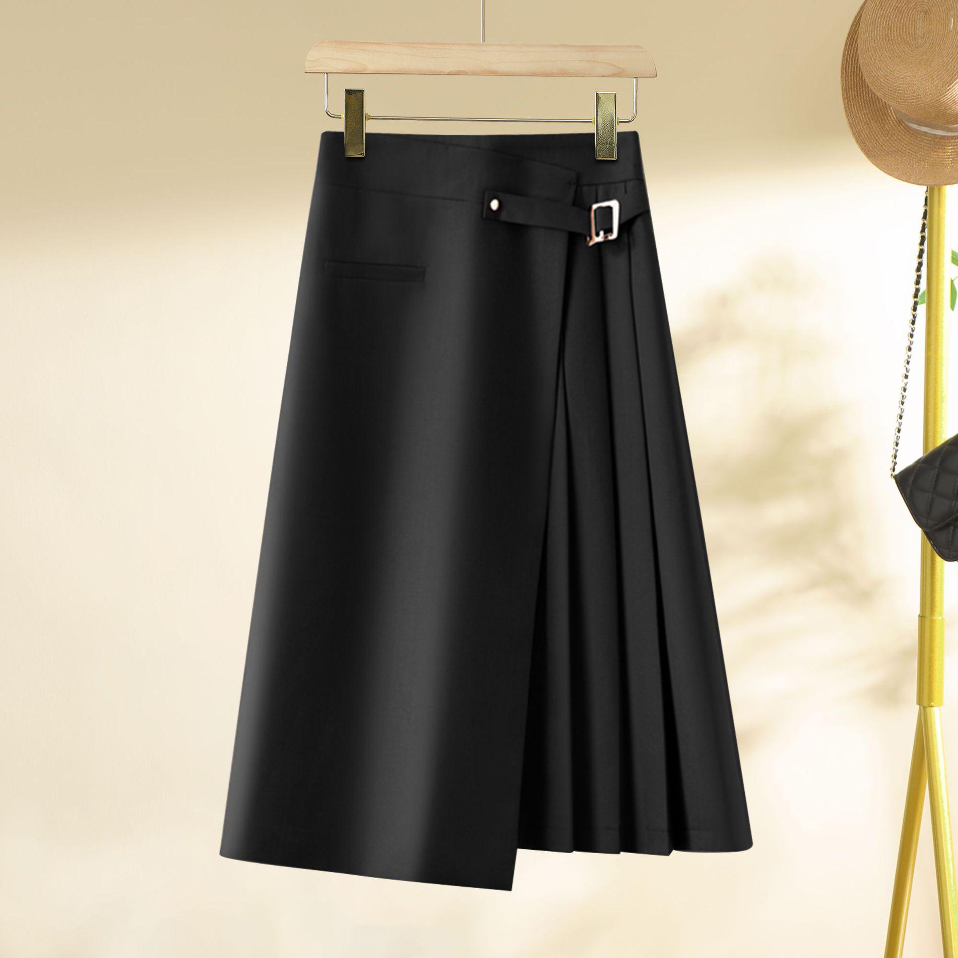 

Women s Irregular High-Waist Midi Skirt - Drapey Pleats, A-Line, Spring/Autumn 2025 Collection XXXL [135-145 jin]