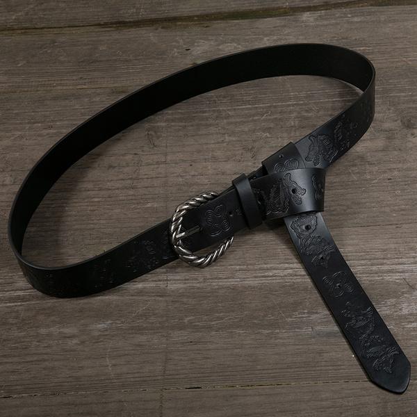 Medieval Full Embossed Wolf Faux Leather Belt Middle Age Renaissance Waist Belt LARP Ren Faire