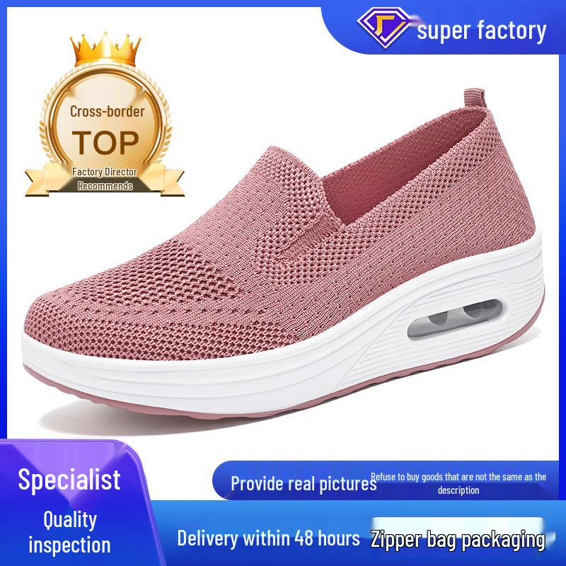 Women's Casual Thick-Soled Breathable Mesh Height-Increasing Shoes with Soft, Shock-Absorbing Air Cushion Soles
