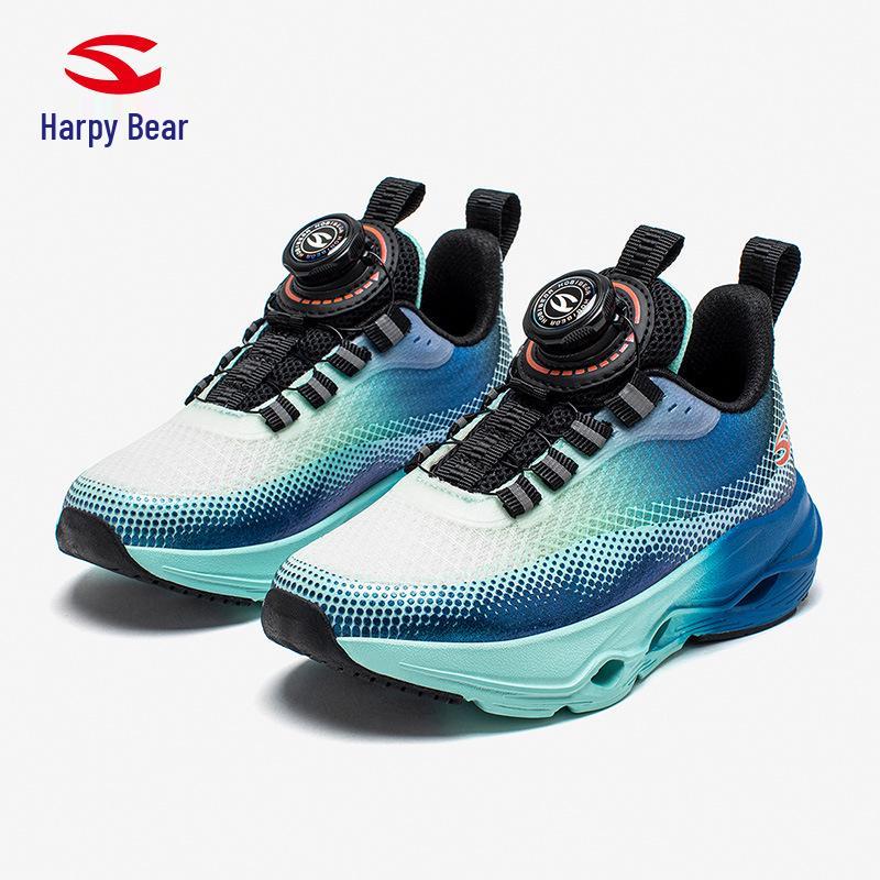 Happy Bear Boys' Lightweight Double Mesh Running Shoes with Rotating Buckle & Shock Absorption, Breathable & Trendy Design.