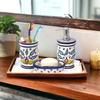 Premium Ceramic Bathroom Accessories Set of 3 | Modern Hand-Painted Bath Set with 300ml Soap Dispenser, Toothbrush Holder & Soap Dish |