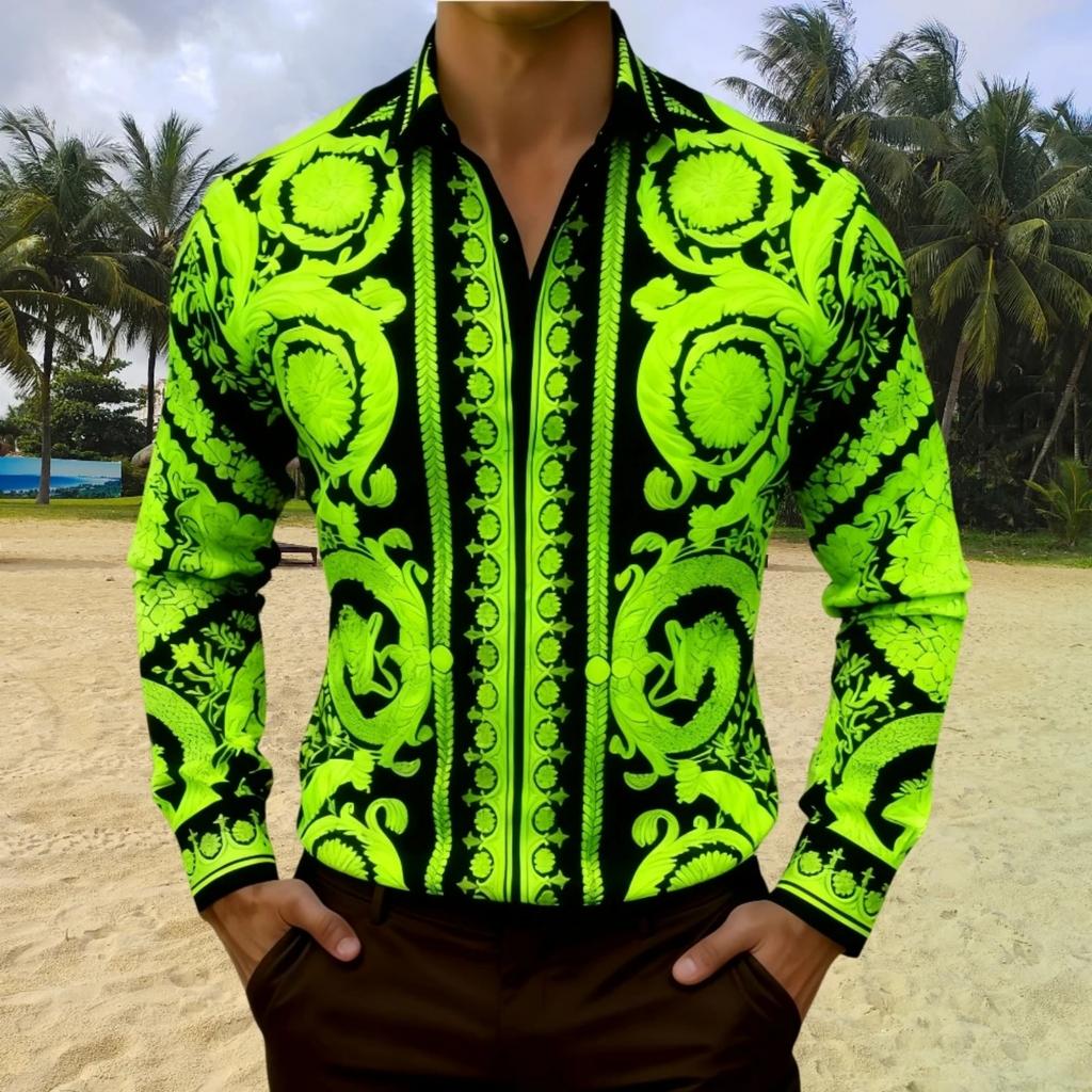 Luxury essential! Baroque Long Sleeve Shirt, Stylish.