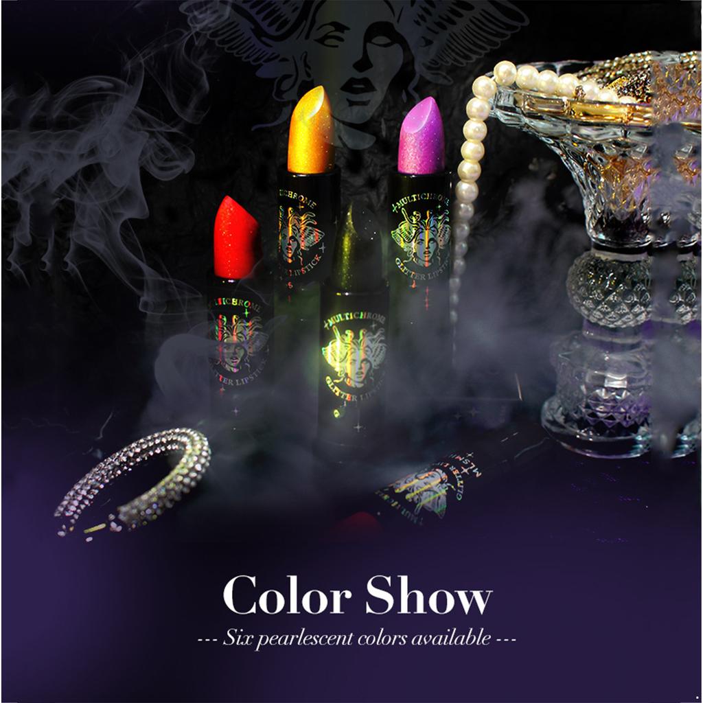 Long Lasting Glitter Diamond Lipstick Intense Color Makeup for Halloween Christmas Party Carnival Festival Cosplay Performance