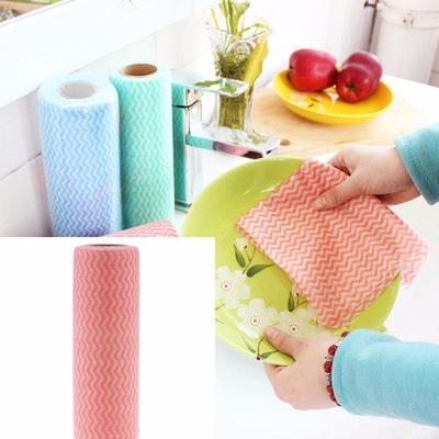 Disposable Breakpoint Non-woven Kitchen Towels Cleaning Cloth  1 Roll Glasses Dish Wipes