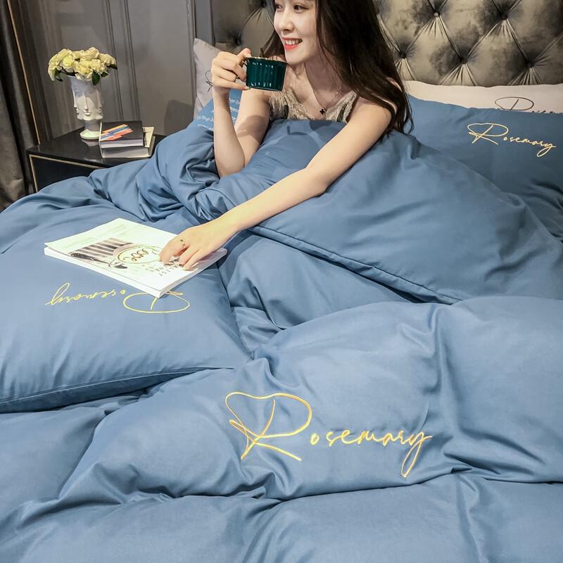 Grace Light Luxury Embroidered Washed Cotton Bedding Set