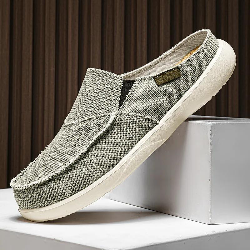 Fashion Man‘S Casual Canvas Shoes Soft Comfortable Lightweight Fashion Versatile Outdoor Walking Loafers Shoes 2025