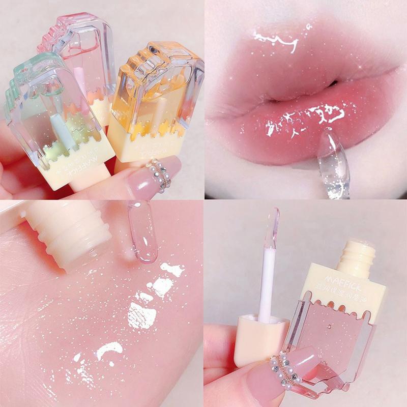 Women Clear Lip Gloss Moisturizing Lip Balm  Jelly Lip Oil Non Sticky Plumping Red Lipstick Gloss Cosmetic Lip Care Tool