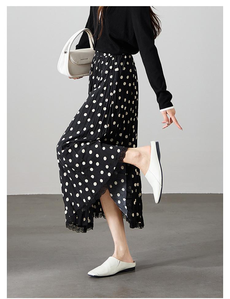 Fashionable Polka Dot Printed High Waisted Skirt for 2026 Spring Versatile Slimming Mid Length A-line Umbrella Skirt