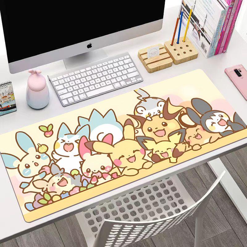 Anim Pokmon Pikachu Leather Mouse Pad Pokmon Gaming Extra Large Gaming Keyboard Desktop Pad Childrens Writing Table Mat