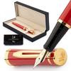 Wordsworth Black Medium Fountain Pen Set with 24 Ink Cartridges and Ink Refill Gift Smooth Crimson Unisex & Converter, Case, Journaling, Calligraphy,