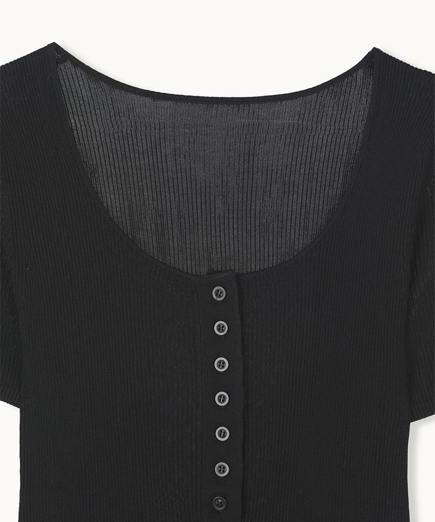 MAKE A TOAST Soft Button Half Knit (Black) Mbfsnt007Bk