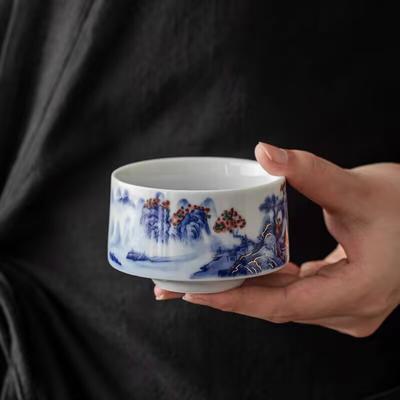 Hongyue Dehua Leichter Luxus Handgeschriebene Teetasse Guochao Chinesische Teeverkostungstasse Haushalt Retro Meistertasse Einzelne Tasse Als Geschenk