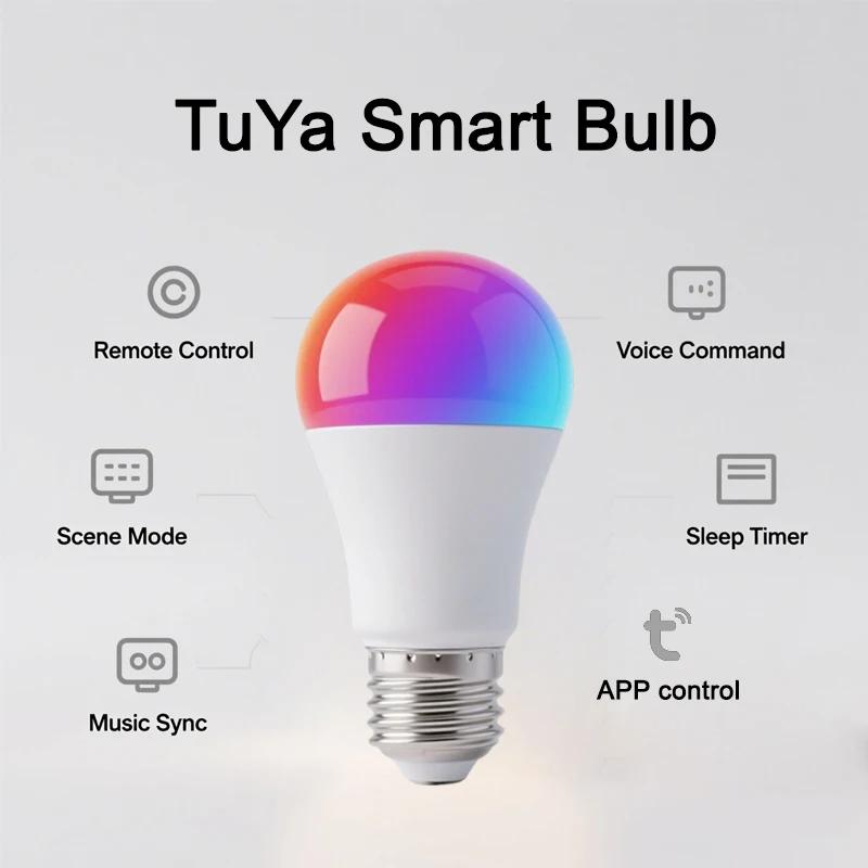 Tuya Wifi BLE Smart Led Light Bulb Alexa Led Lamp E27 RGB 85-265V Smart Lamps For Google Assistant Smart Life