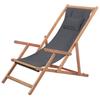 Folding Beach Chair Fabric Seat and Wooden Frame Gray