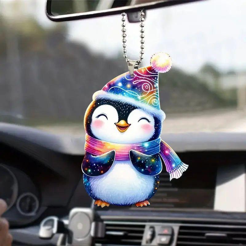 Cute Acrylic Penguin Hanging Ornament For Car Interior Decoration In Cartoon Style