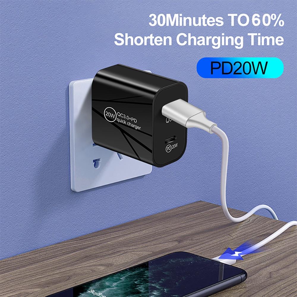 FONKEN Tipo cargador del paladio del USB 20W adaptador de C QC3.0 enchufe BRITÁNICO de carga rápida para el cargador rápido de la pared del viaje del teléfono