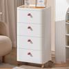 Simple 5 Layer Drawer Storage Cabinet Living Room Toys Frosted Plastic Wood Top Nightstand Organizer Furniture For Home Bedroom