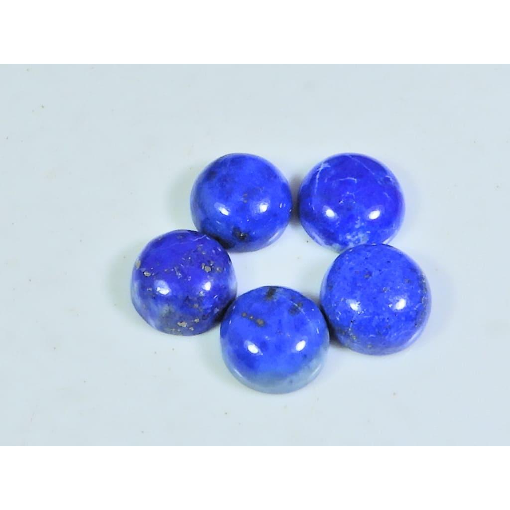 10MM Natural Lapis Lazuli Round Cabochon Loose Gemstone 5 Pcs Lot 20 Cts. A-491