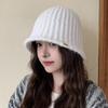 Knit Bucket Hat Women Autumn Winter Big Head Girth Solid Color Warm Fisherman Cap Match Premium Feeling Woolen Outdoor M571