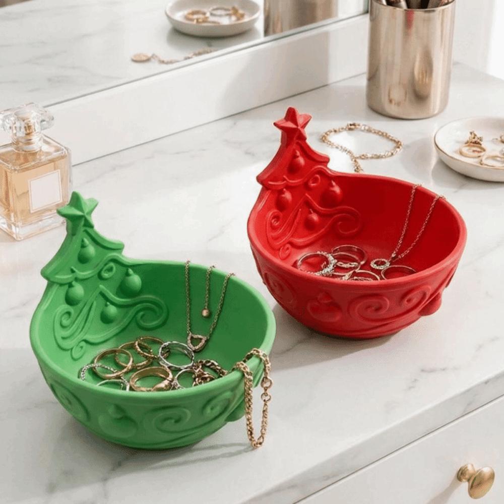 Practical 3D Printed Christmas Tree Storage Box Large Capacity Decorative Jewelry Storage Tray Plastic Entrance Key Tray Office