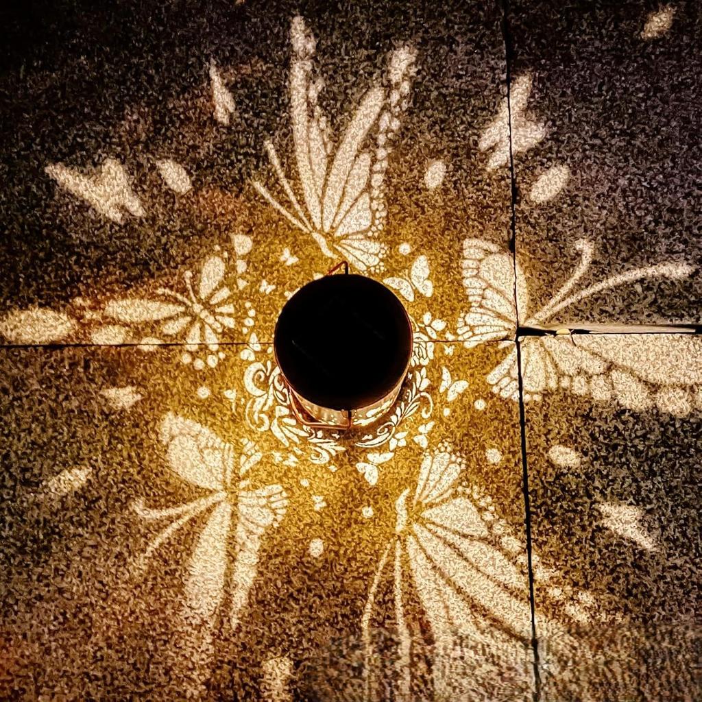Butterfly Shadow Solar Light IP65 Waterproof Butterfly Solar Outdoor Lantern Metal Butterfly LED Lantern for Patio Lawn Pathway