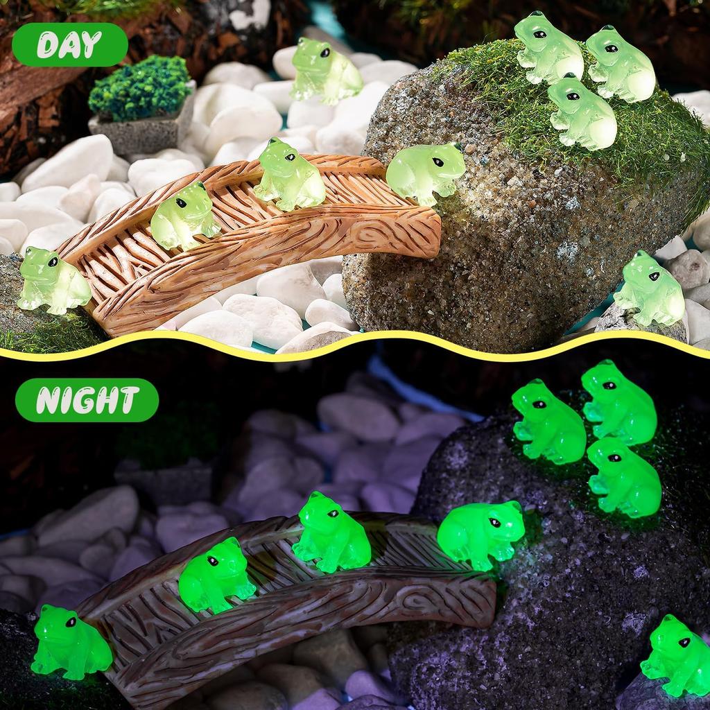 50Pc Luminous Mini Resin Frogs Green Glow In The Dark Cute Tiny Frogs For Micro Moss Landscape Terrariums Aquariums Cake Decor