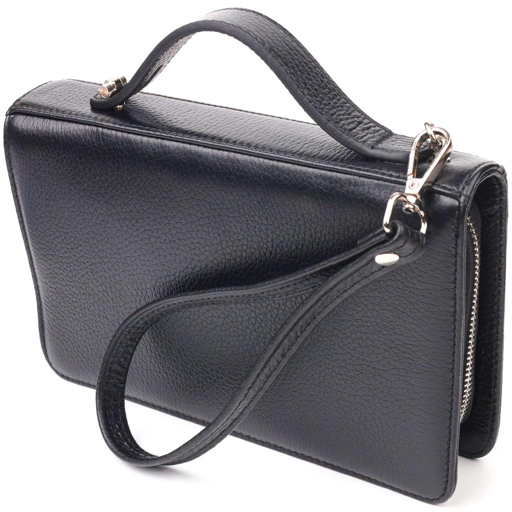 Original Men's Purse with Two Compartments Made of Genuine Grained Leather CANPELLINI 21567 Black