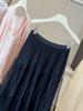 Women's French Shimmering Mesh A-Line Pleated Skirt, Spring/Summer 2026 Trend, Mid-Length with Large Hem
